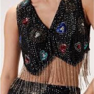 Nasty Gal Heart Embellished Tassel Vest Top Western